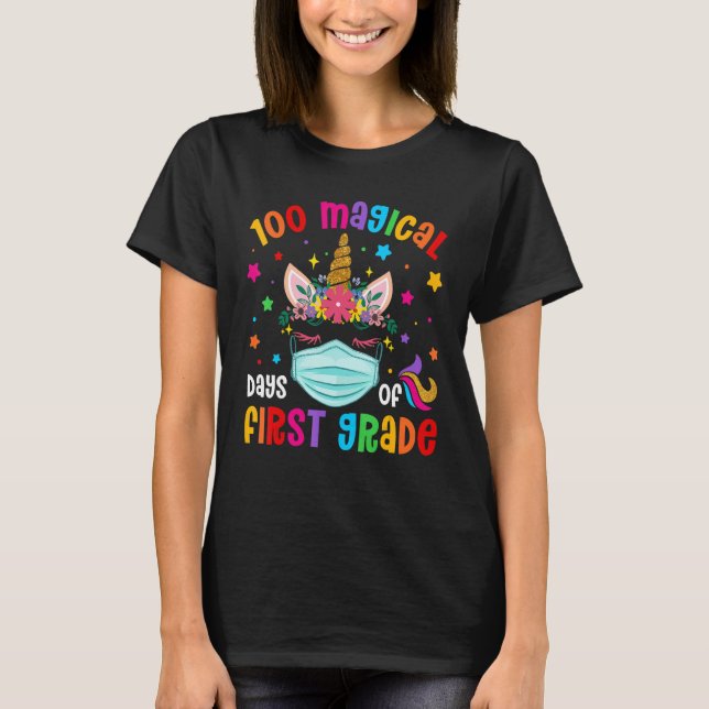 100 Magical Days Of First Grade School Unicorn Mas T-Shirt (Vorderseite)