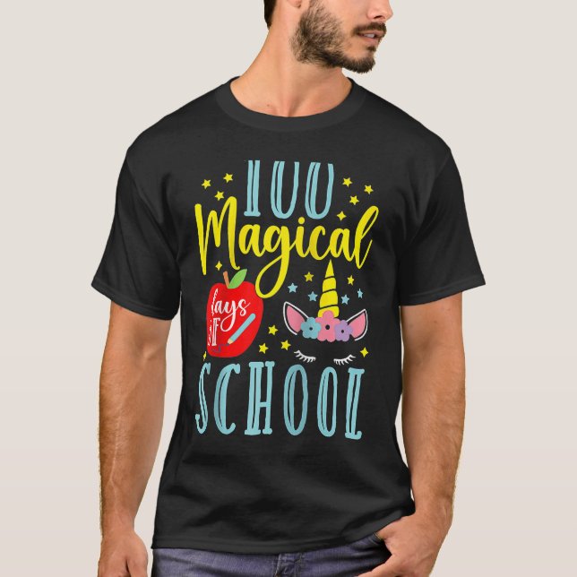100 Magical Days Of School Magical Unicorn  Raglan T-Shirt (Vorderseite)