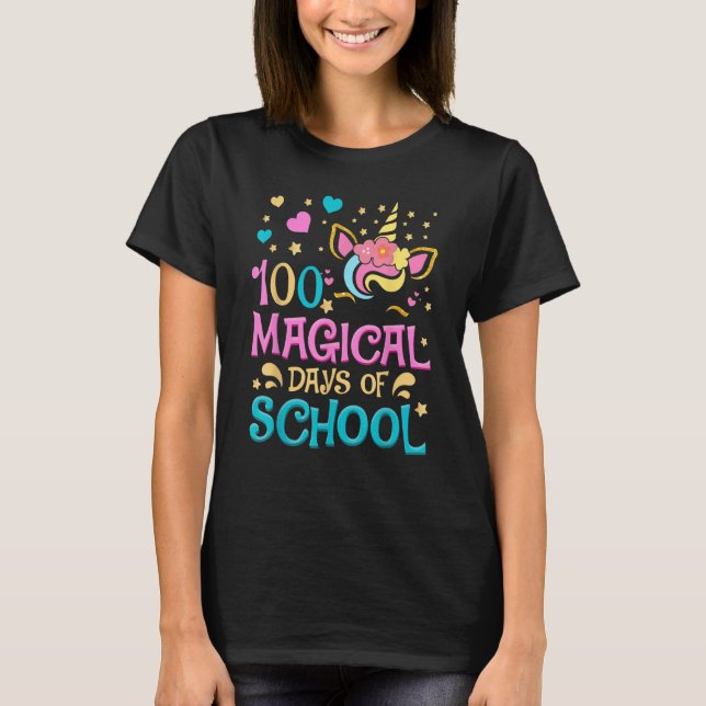 100 Magical Days of School Unicorn 100th Day Girls T-Shirt (Vorderseite)