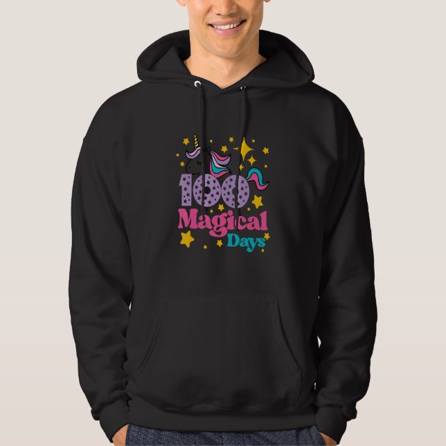 100 Magical Days of School Unicorn Cute Face Happy Hoodie (Vorderseite)