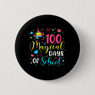 100 Magische Tage 100. Schultag Einhornmädchen Button