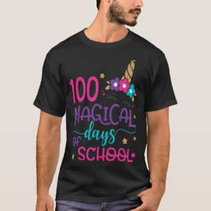 100 magische Tage der Schule Einhorn Gesicht 100.  T-Shirt