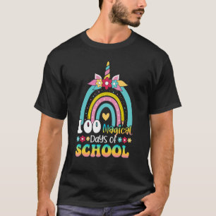 100 Magische Tage der Schule Einhorn Regenbogen Ki T-Shirt