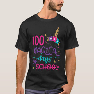 100 magische Tage der Schule Unicorn Gesicht Lehre T-Shirt