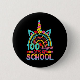 100 Magische Tage der Schule Unicorn Kopf 100. Tag Button