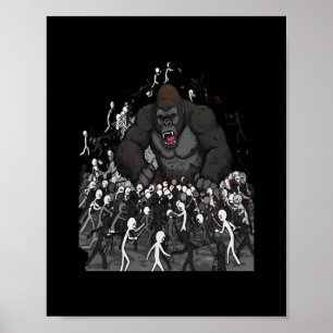 100 Männer gegen 1 Gorilla, Geschenk für ihn, Gori Poster