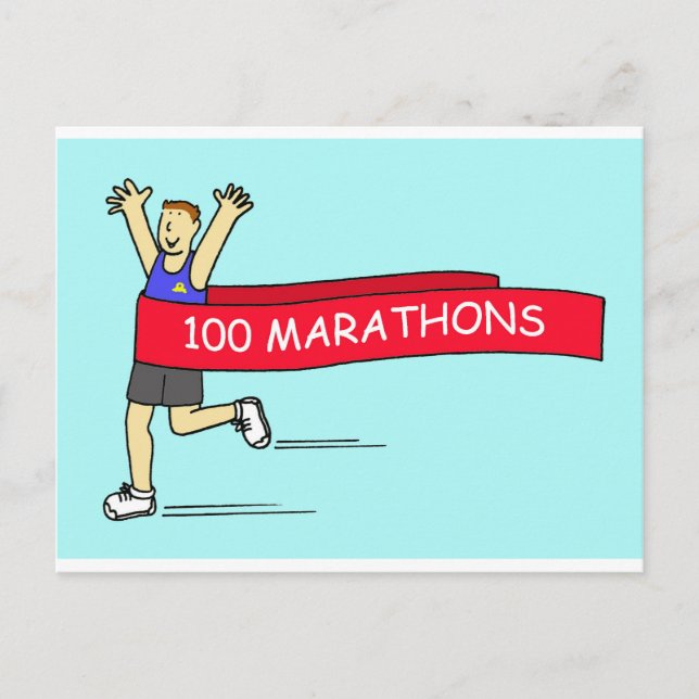 100 Marathon Herzlichen Glückwunsch für ihn Postkarte (Vorderseite)