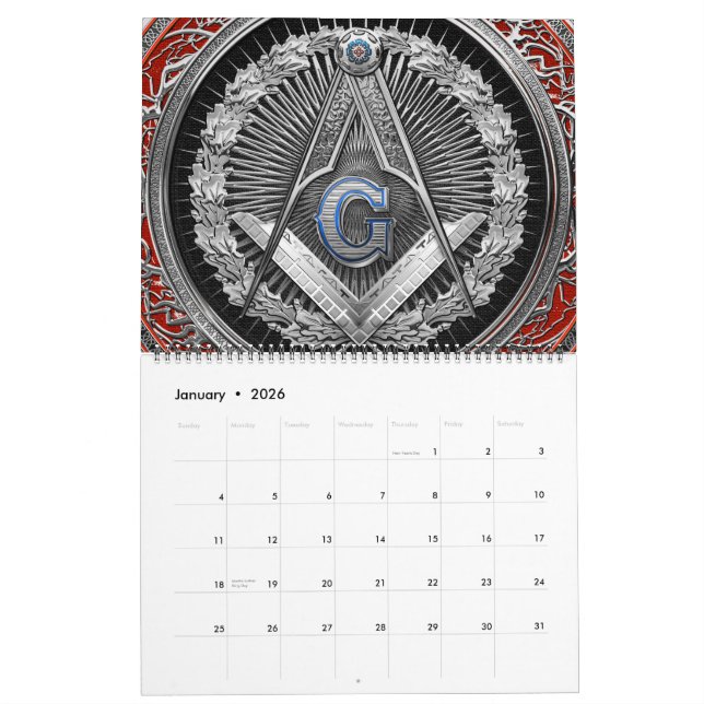 [100] Master Mason - Silver Square & Compasses Kalender (Jan 2026)