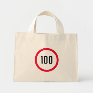 100 Max Speed Limit Red Sign   Tiny Tote Bag Mini Stoffbeutel