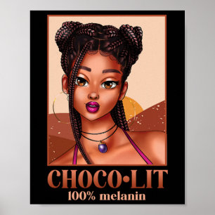 100% Melanin Girl Woman Black History Monat Junete Poster