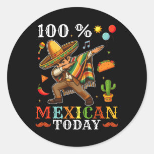 100% Mexikaner heute Kinder Cinco De Mayo Dab Mexi Runder Aufkleber