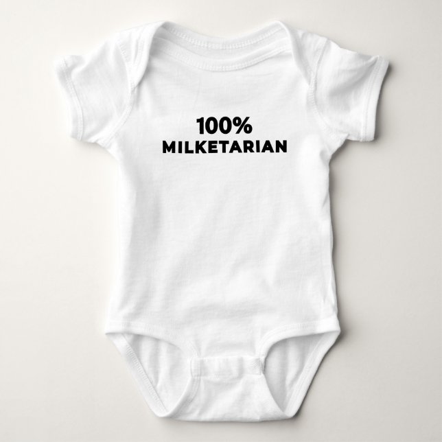 100% Milketarian - Schwarz Baby Strampler (Vorderseite)