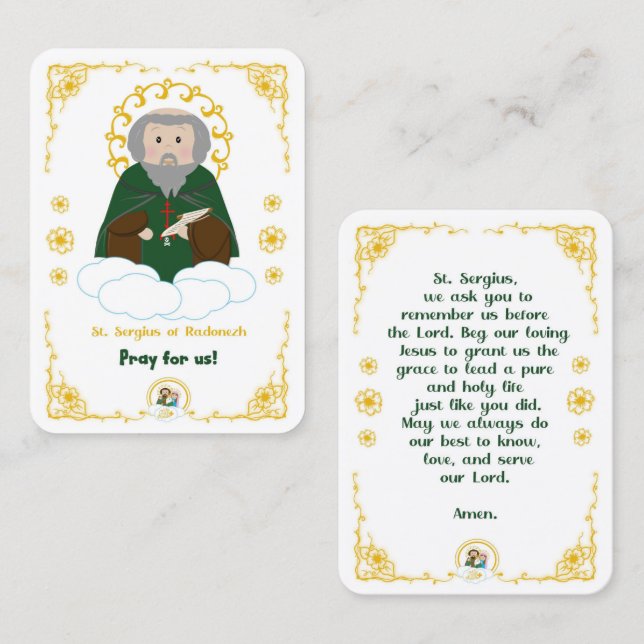 100 Mini St. Sergius von Radonezh Heiligen Karten (Vorne/Hinten)