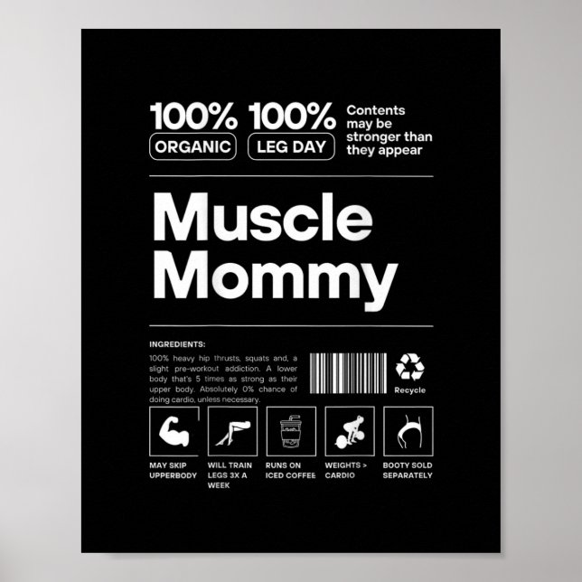 100% Muscle Mommy - Bodybuilding Gym Fit - Design  Poster (Vorne)