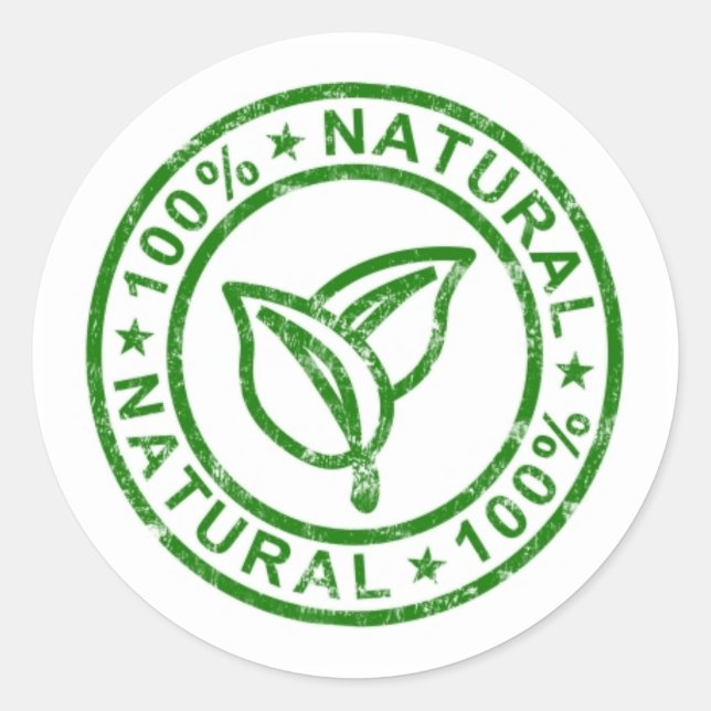 100% Naturprodukt-Grün Runder Aufkleber (Vorderseite)
