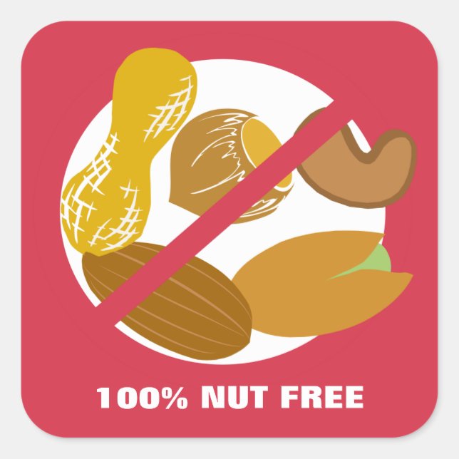100 % Nut Free Food Allergy Alert Stickers (Vorderseite)