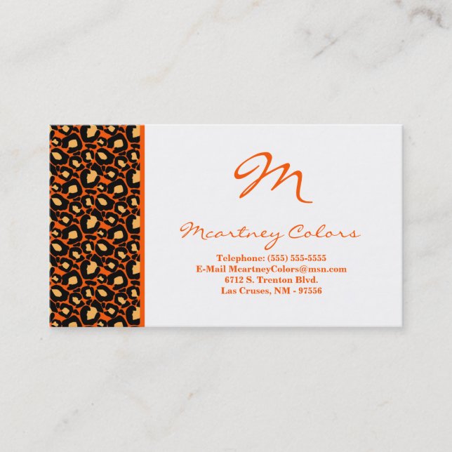100 Orange Cheetah Print Business Card Visitenkarte (Vorderseite)