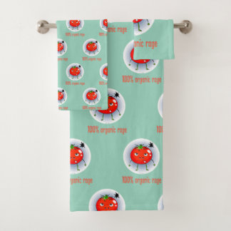 100% Organischer Ärger Lustige Wütende Tomate Badhandtuch Set