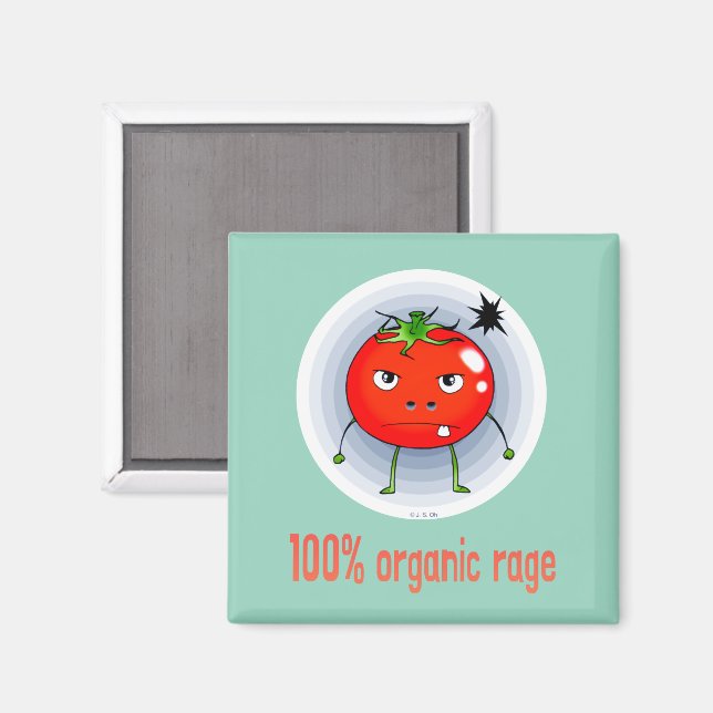 100% Organischer Wutanfall Lustige Böse Tomate Magnet (Vorderseite/Rückseite)