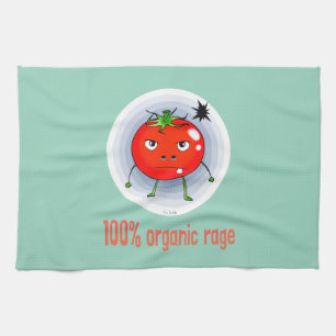 100% Organischer Wutanfall Lustige Wütende Tomate Geschirrtuch