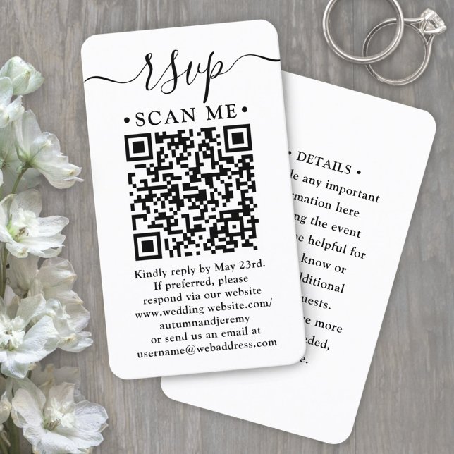 100 Pack QR Code Hochzeit RSVP & Details Gehäuse Visitenkarte (Von Creator hochgeladen)