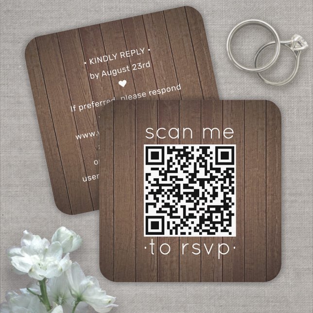100 Pack QR UAWG Brown Imitate Wood Wedding Enclos Quadratische Visitenkarte (Von Creator hochgeladen)