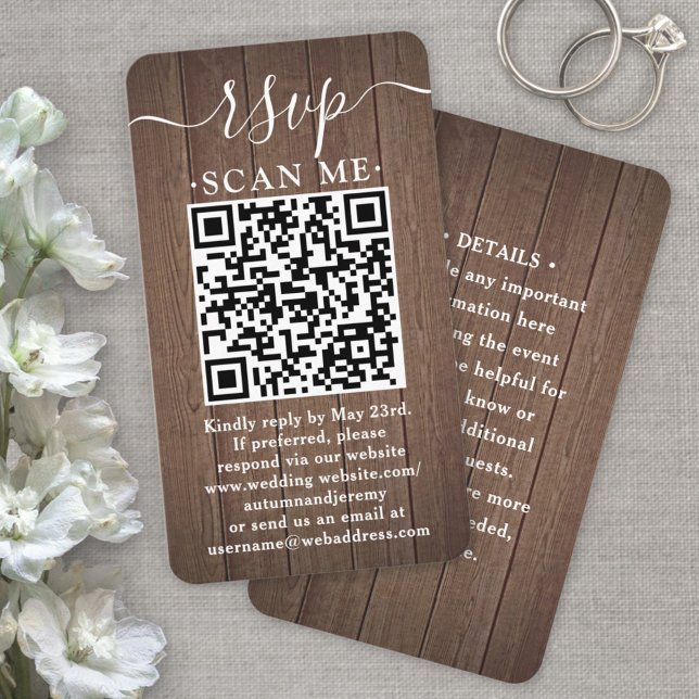 100 Pack QR UAWG Wedding Brown Imitate Holzverschl Visitenkarte (Von Creator hochgeladen)