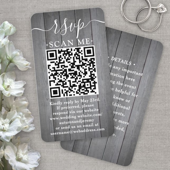 100 Pack QR UAWG Wedding Gray Imitate Holzverschlu Visitenkarte (Von Creator hochgeladen)