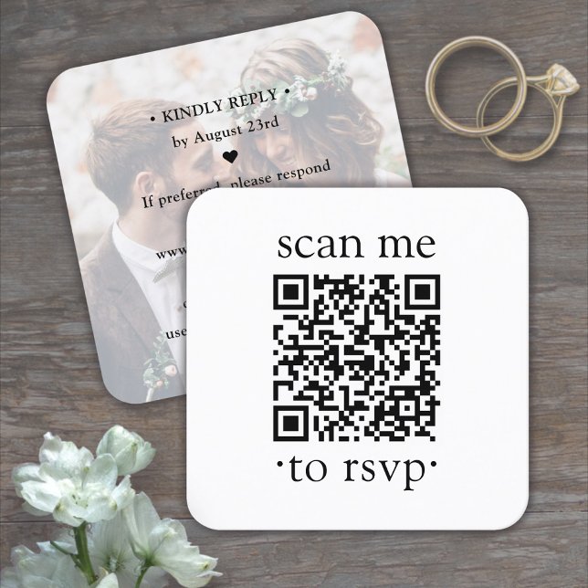 100 Pack QR UAWG Wedding Simple Foto Enclosure Quadratische Visitenkarte (Von Creator hochgeladen)