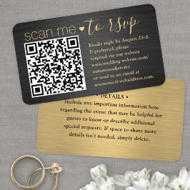 100 Pack Scan Me QR UAWG Black and Gold Wedding Visitenkarte