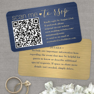 100 Pack Scan Me QR UAWG Blue und Gold Wedding Visitenkarte