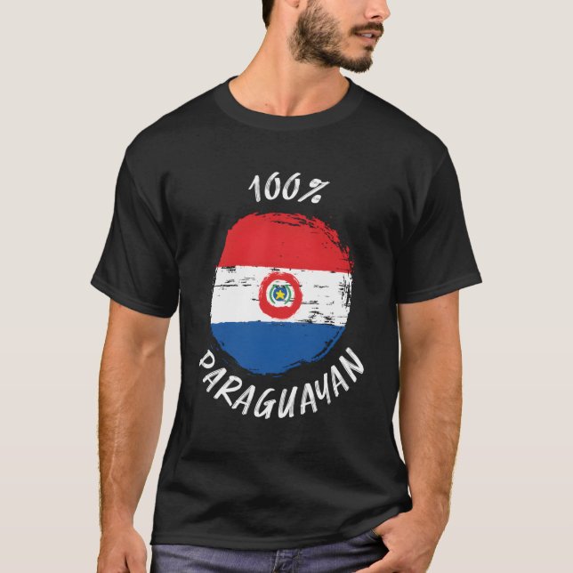 100 Paraguayische Flagge Paraguay T-Shirt (Vorderseite)