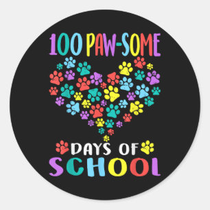 100 Paw-some Days of School Dog Cat 100 day Scho Runder Aufkleber