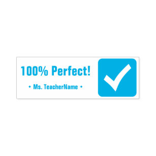 "100% Perfect!" + Name der Kautschuk-Briefmarke de Permastempel