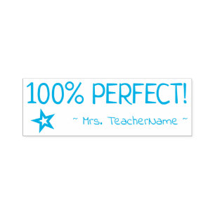 "100% PERFEKT!" + Pädagogischer Name Kautschuk Bri Permastempel