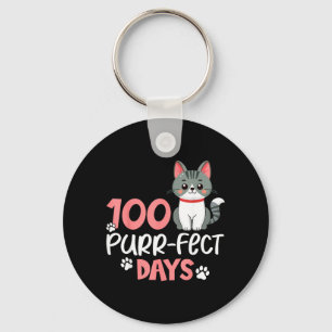 100 perfekte Tage Katzenliebhaber 100. Schultag Schlüsselanhänger