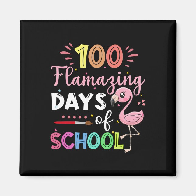 100 Phantastische Schultage Niedlich Flamingo Stud Magnet (Vorne)