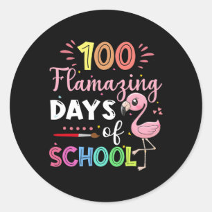100 Phantastische Schultage Niedlich Flamingo Stud Runder Aufkleber
