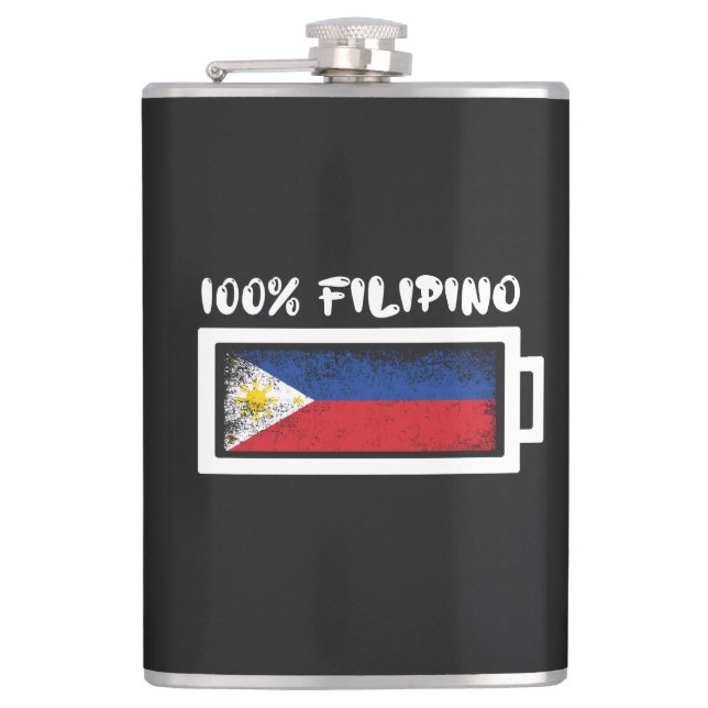 100 % philippinische Flagge Flachmann (Vorderseite)