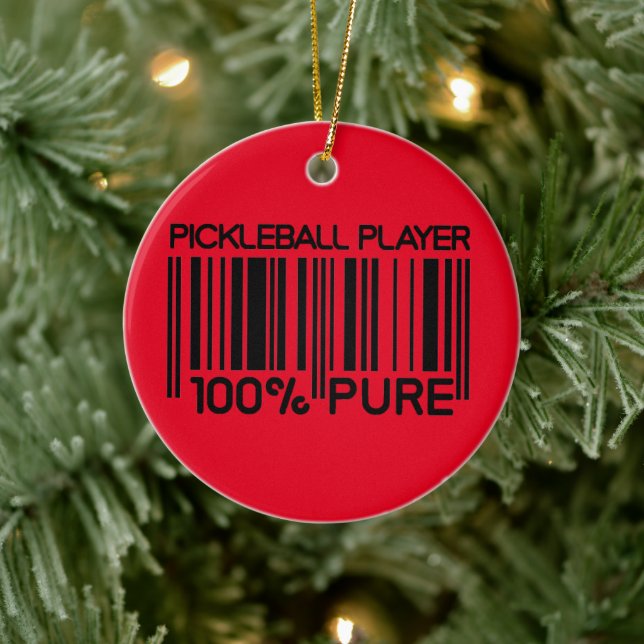 100% Pickleball-Player benutzerdefinierter Text Keramik Ornament (Baum)