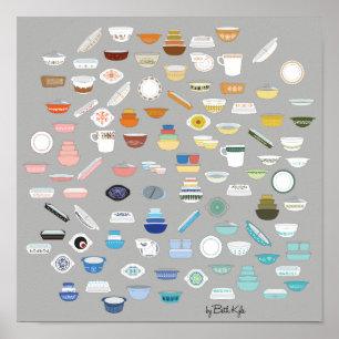 100 Pieces of Pyrex - Dark Gray Poster