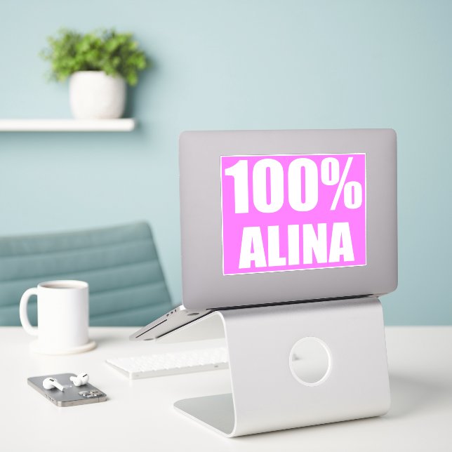 100 Prozent Alina Name Aufkleber (Laptop auf Schreibtisch)