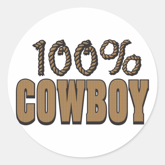 100 Prozent Cowboy Runder Aufkleber (Vorderseite)