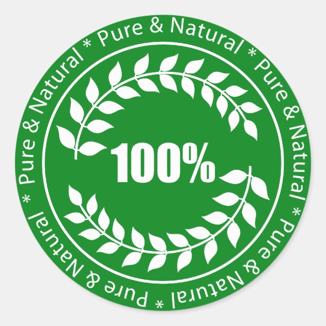 100% Pure & Natural Sign Sticker (Vorderseite)