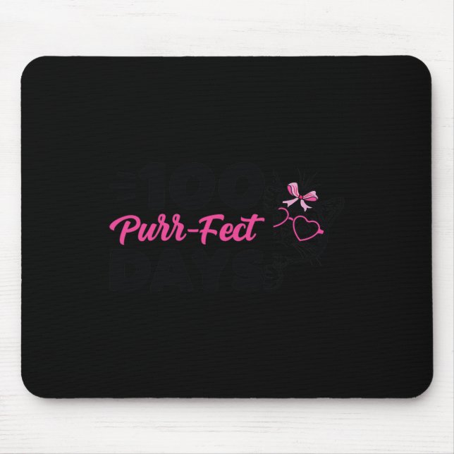 100 Purr-fect Days Niedlich Cat Student School Fun Mousepad (Vorne)