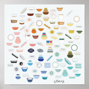 100 Pyrex - weiß/leicht grau Poster