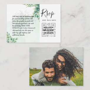 100 QR CODE WEDDING RSVP Greenery FOTO Umschließun Visitenkarte