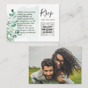 100 QR CODE WEDDING RSVP Greenery FOTO Umschließun Visitenkarte