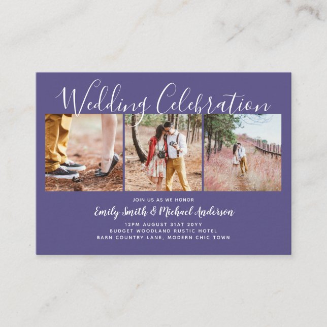 100 Qualitäts-Budget-FOTO Hochzeit lädt KLEINE ein Hinweiskarte (Vorderseite)