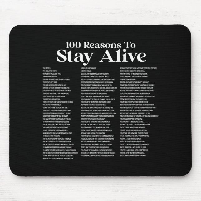 100 Reasons To Stay Alive Suicide Prevention 988 P Mousepad (Vorne)